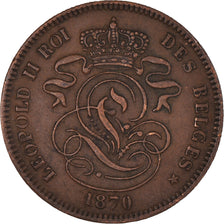 Coin, Belgium, Leopold II, 2 Centimes, 1870, AU(55-58), Copper, KM:35.1