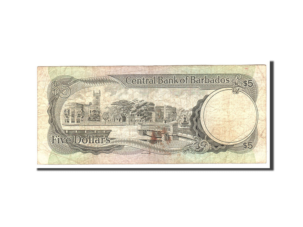 Biljet, Barbados, 5 Dollars, 1975, Undated, KM:32a, TB