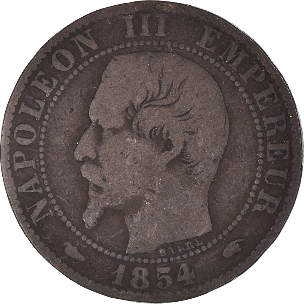 Moneta, Francja, Napoleon III, 5 Centimes, 1854, Paris, VF(20-25), Brązowy