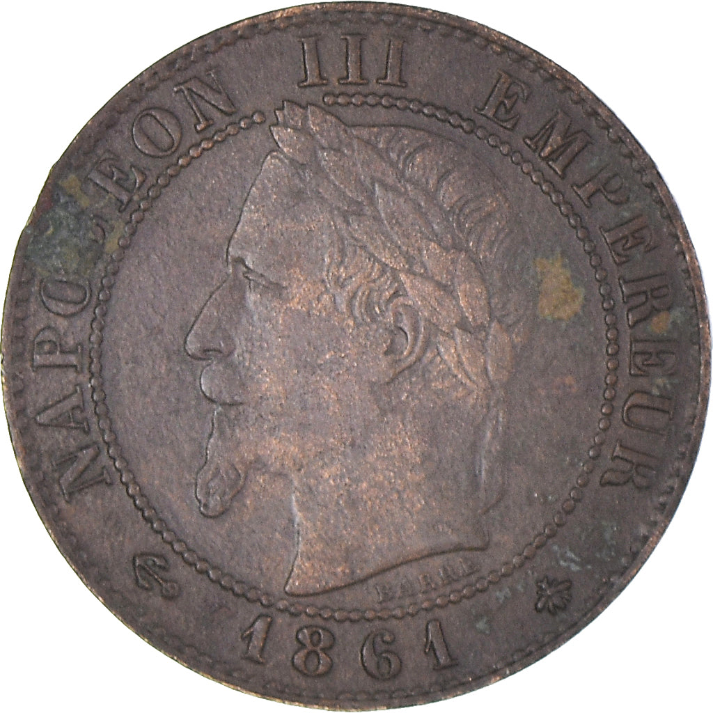 Moneta, Francja, Napoleon III, Centime, 1861, Paris, EF(40-45), Brązowy