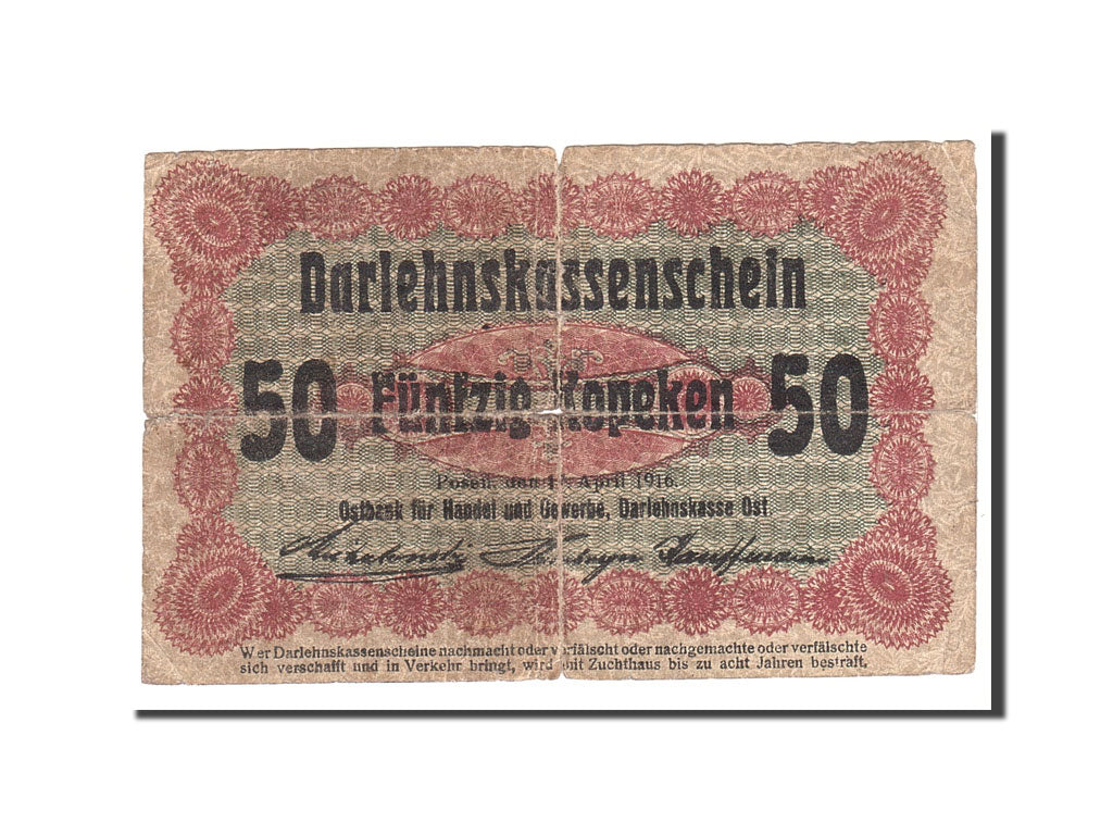 Billete, 50 Kopeken, 1916, Alemania, KM:R121a, 1916-04-17, BC