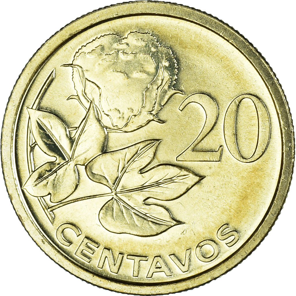 Moeda, Moçambique, 20 Centavos, 2006, MS(63), Aço Cromado a Latão, KM:135