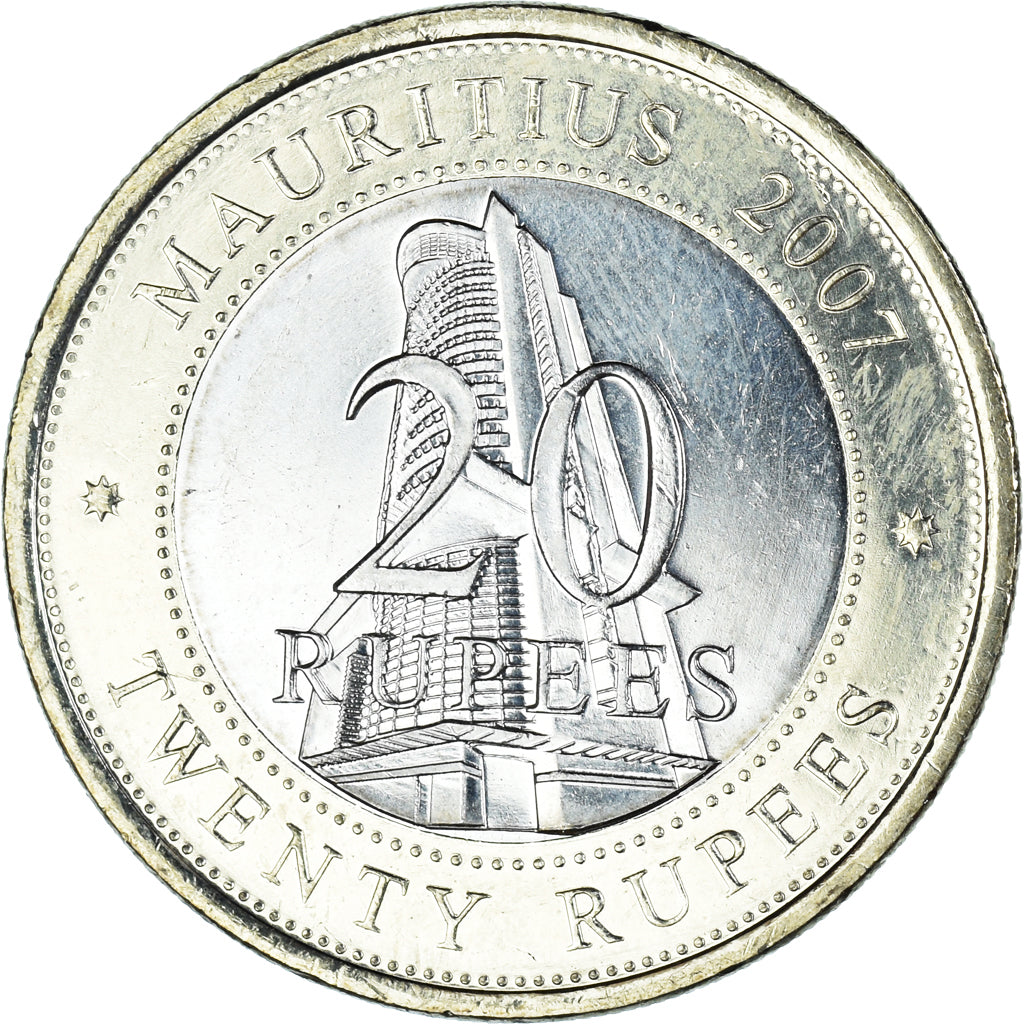Moneta, Mauritius, 20 Rupees, 2007, MS(65-70), Bimetaliczny, KM:66