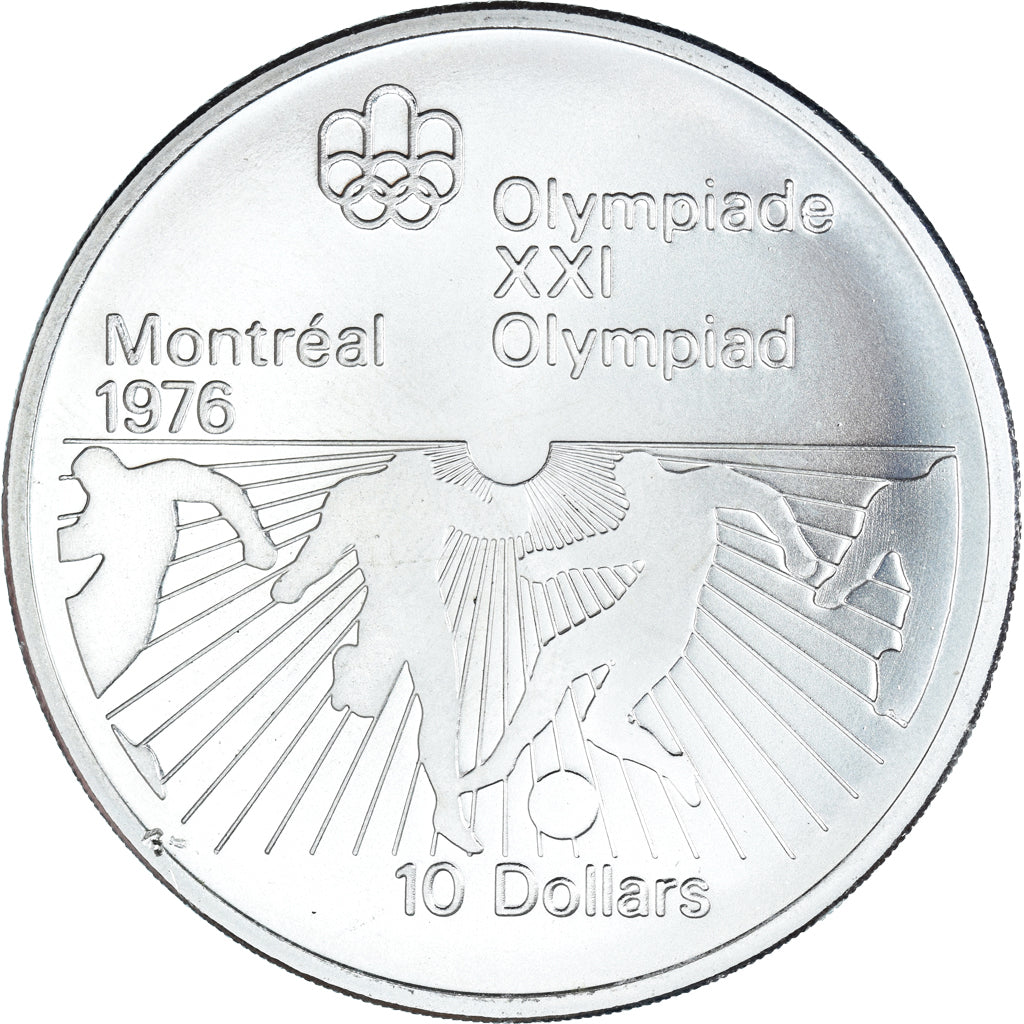Munten, Canada, Elizabeth II, 1976 Olympics - Football, 10 Dollars, 1976, Royal