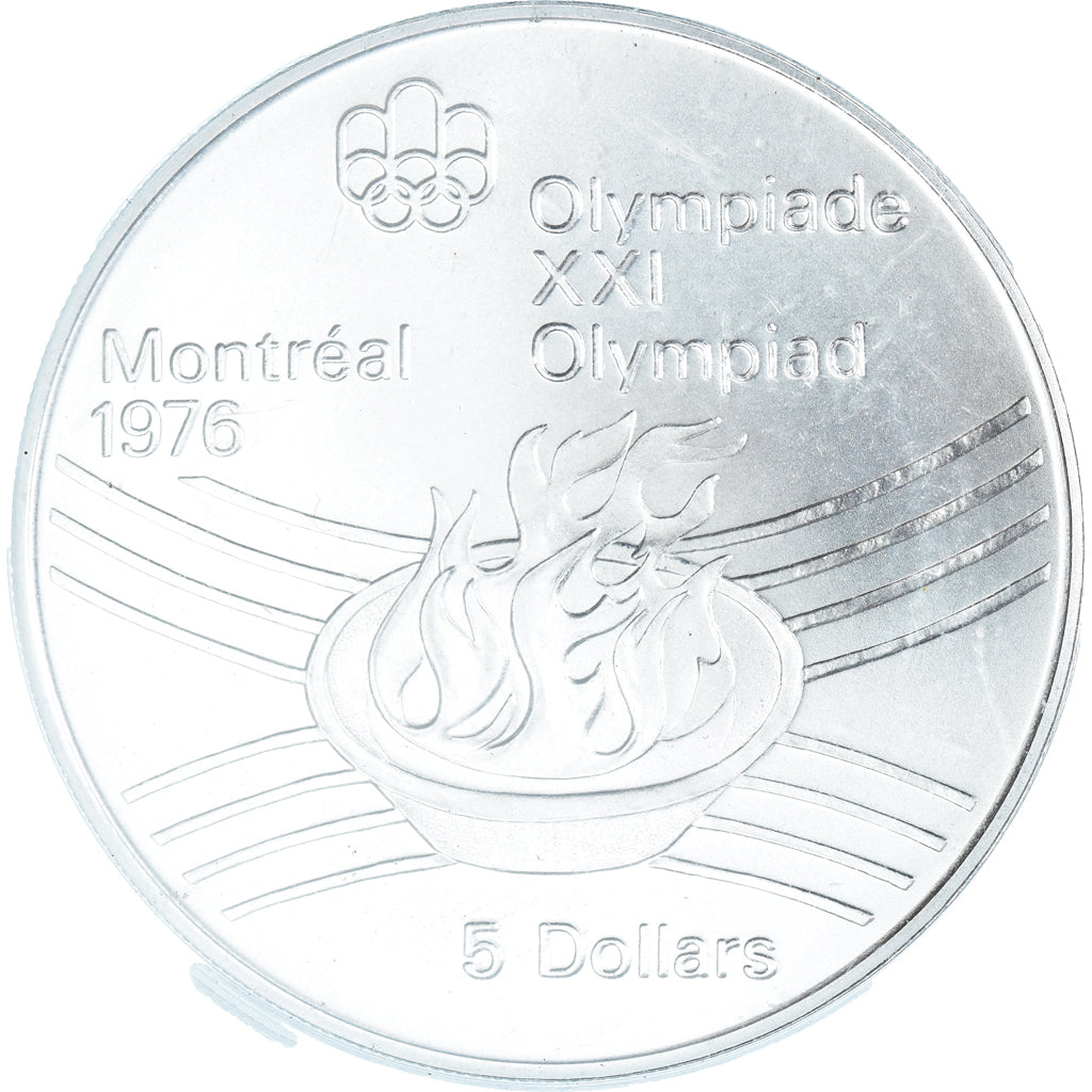 Moneta, Canada, Elizabeth II, 1976 Olympics - Olympic Flame, 5 Dollars, 1976