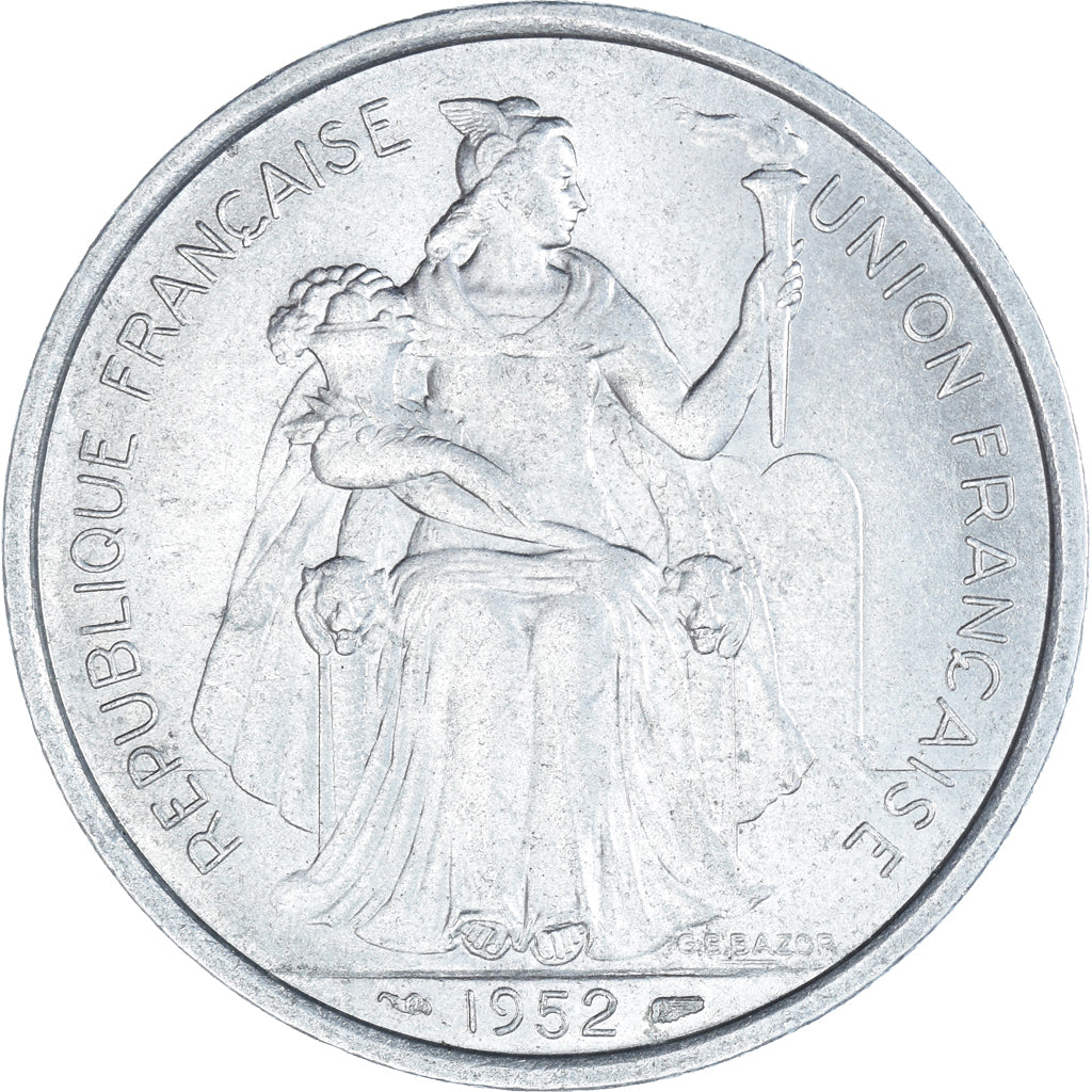 Münze, Neukaledonien, 5 Francs, 1952, Paris, UNZ, Aluminium, KM:4