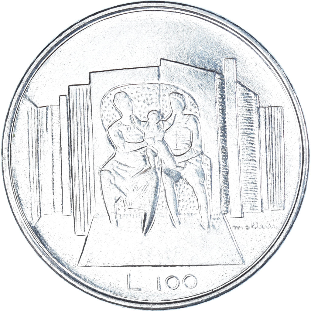 Moeda, San Marino, 100 Lire, 1976, Rome, AU(50-53), Aço, KM:57