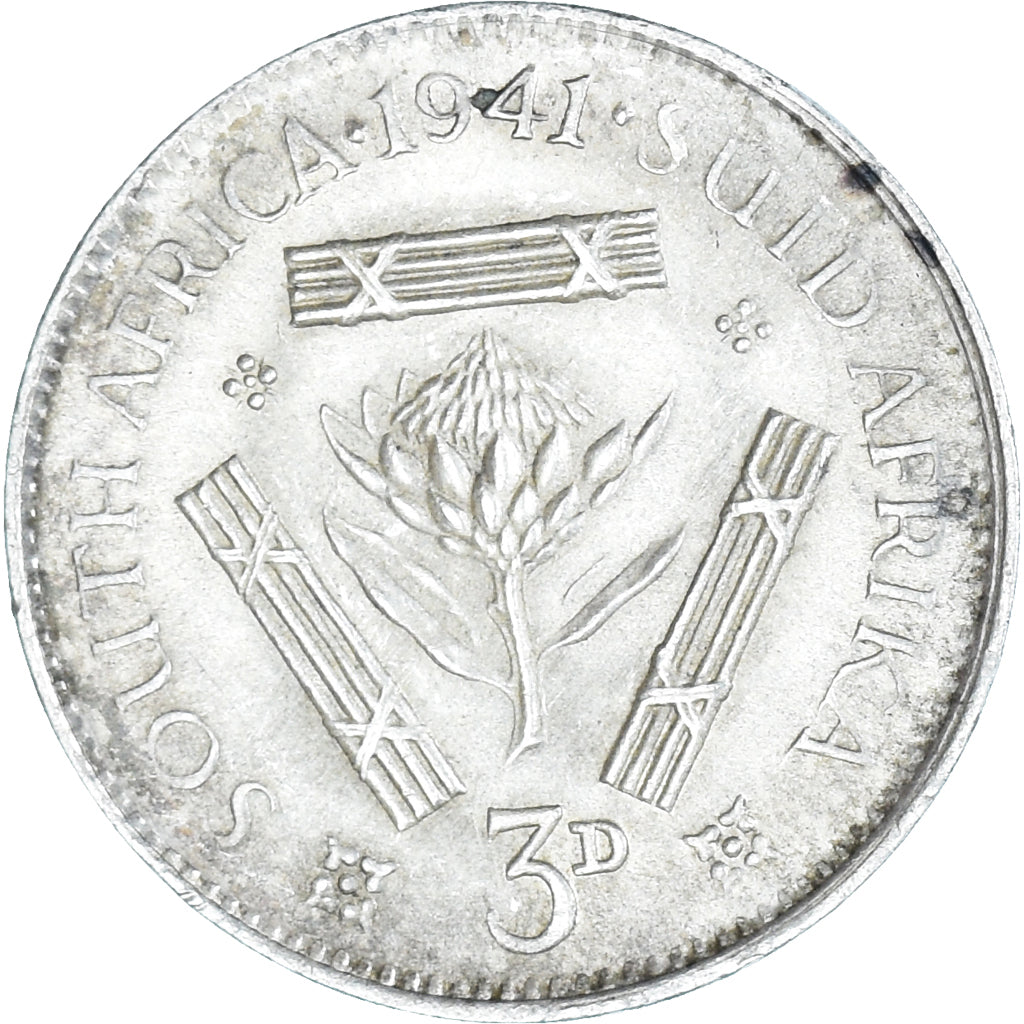 Moneta, Sudafrica, George VI, 3 Pence, 1941, BB+, Argento, KM:26
