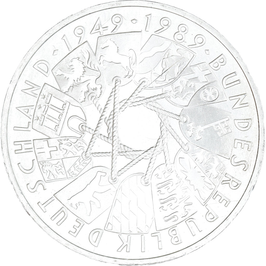Munten, Federale Duitse Republiek, 10 Mark, 1989, Karlsruhe, Germany, 40 JAHRE
