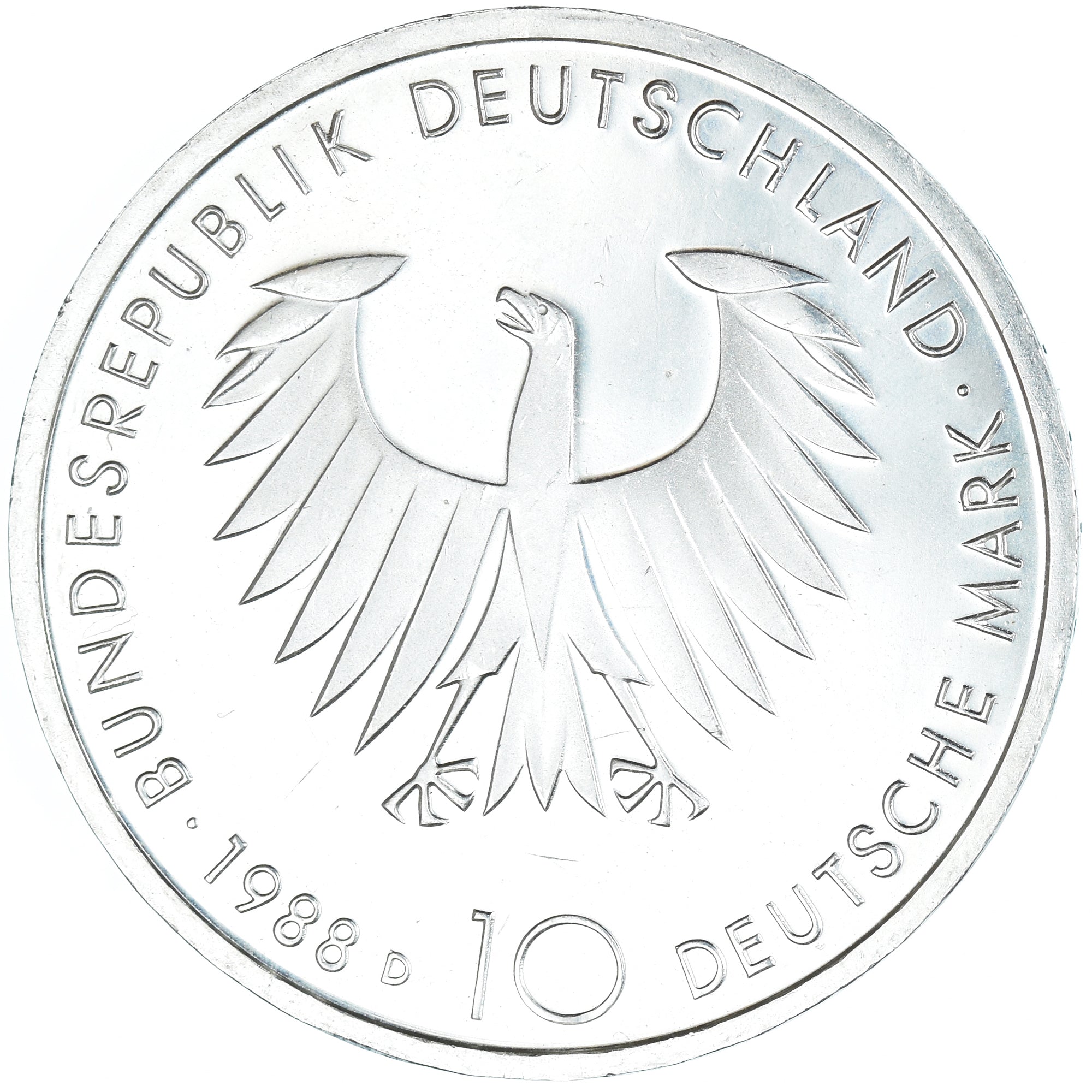 Moneta, Niemcy - RFN, 10 Mark, 1988, Munich, Germany, MS(63), Srebro, KM:168