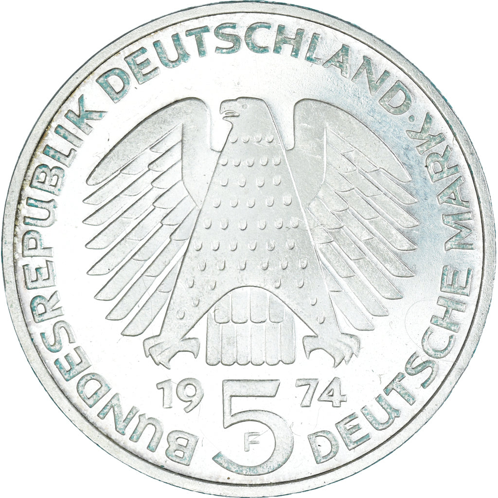 Moneta, GERMANIA - REPUBBLICA FEDERALE, 5 Mark, 1974, Stuttgart, Germany, SPL