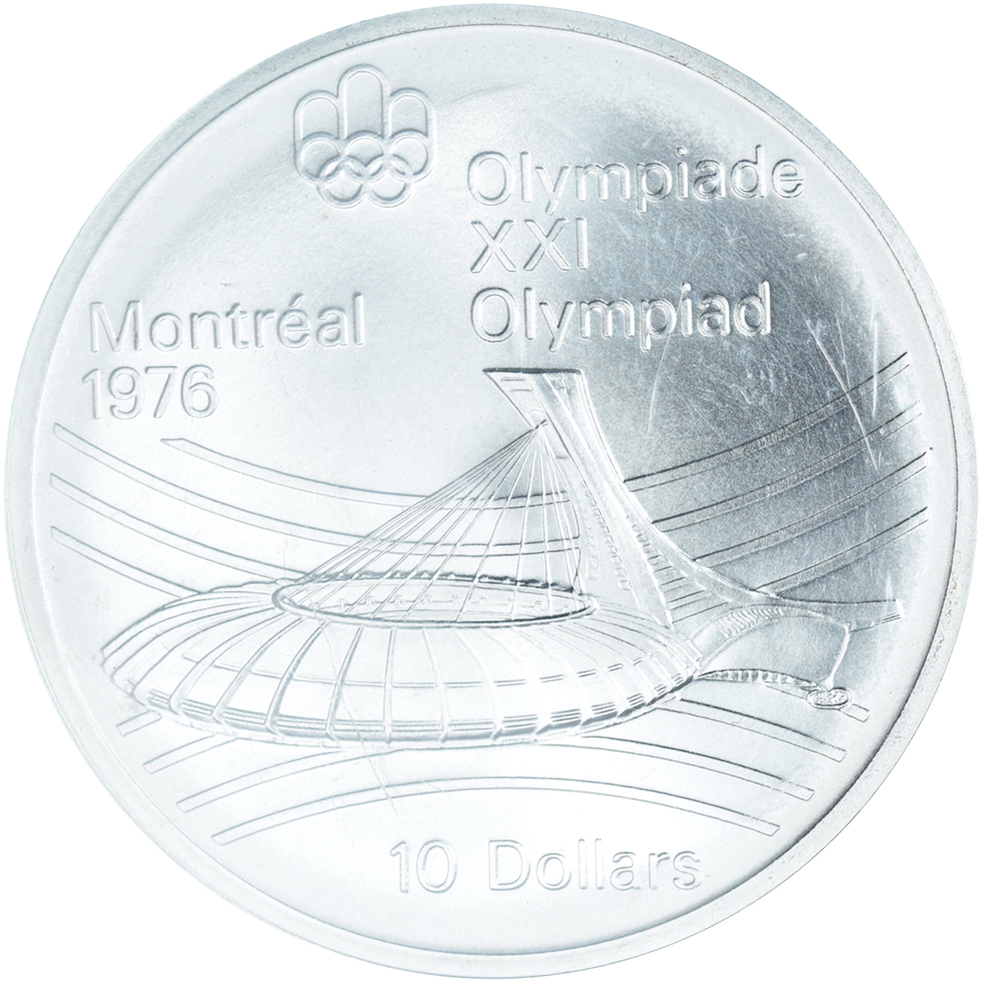 Moneta, Canada, Elizabeth II, 1976 Olympics - Olympic Stadium, 10 Dollars, 1976