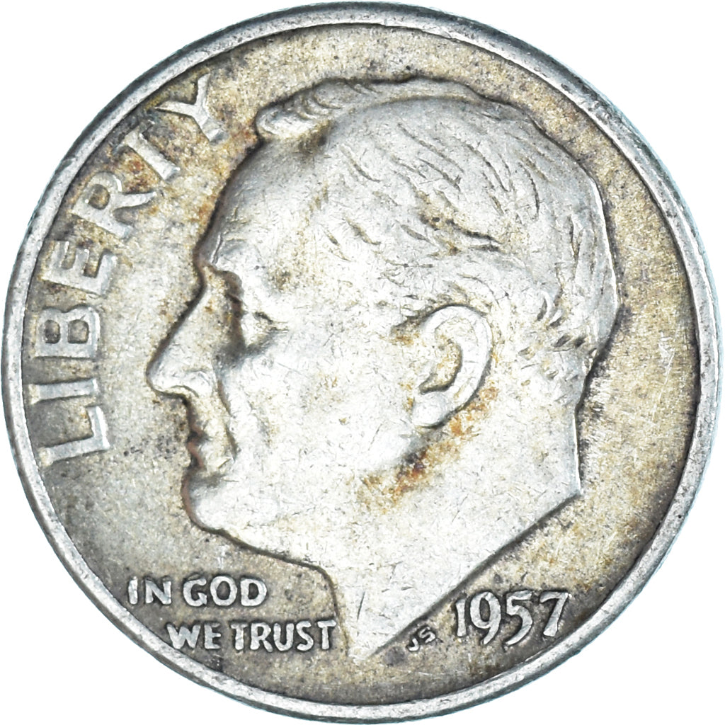 Coin, United States, Roosevelt Dime, Dime, 1957, U.S. Mint, Philadelphia