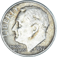 Coin, United States, Roosevelt Dime, Dime, 1957, U.S. Mint, Philadelphia