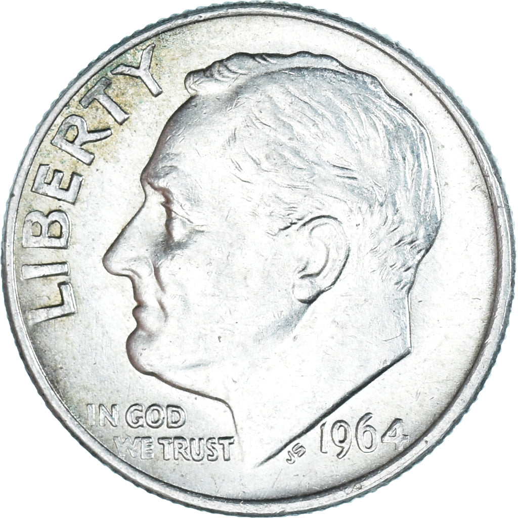Moeda, Estados Unidos da América, Roosevelt Dime, Dime, 1964, U.S. Mint