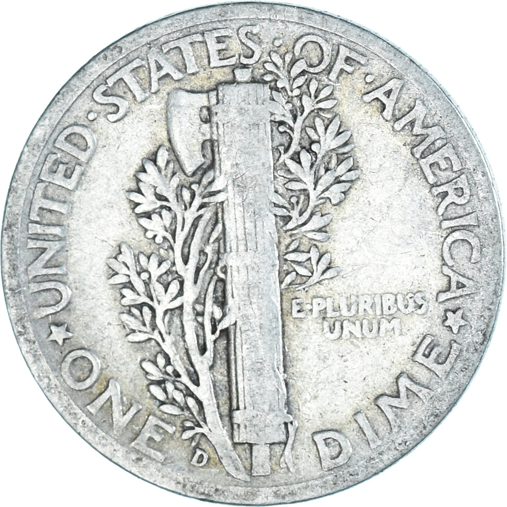 Monnaie, États-Unis, Mercury Dime, Dime, 1944, U.S. Mint, Denver, TB, Argent