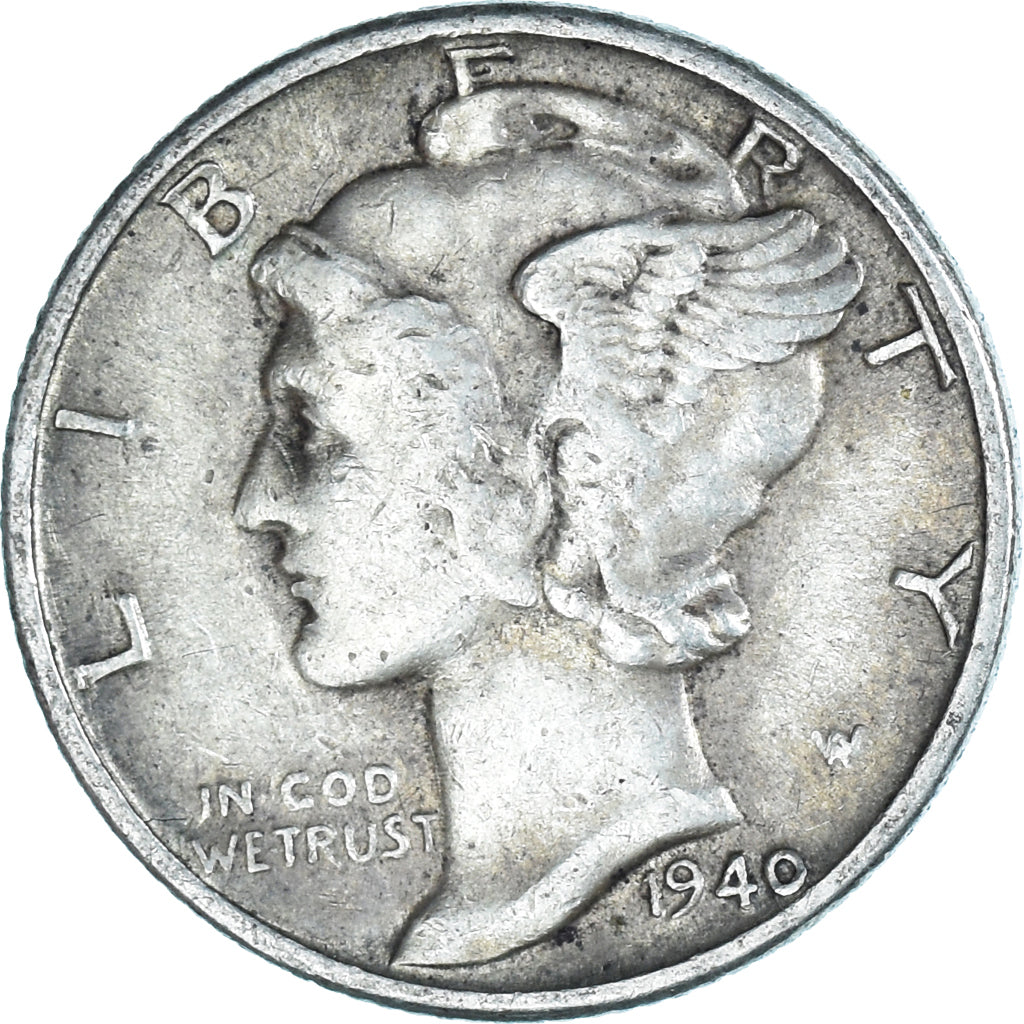 Monnaie, États-Unis, Mercury Dime, Dime, 1940, U.S. Mint, Philadelphie, TTB