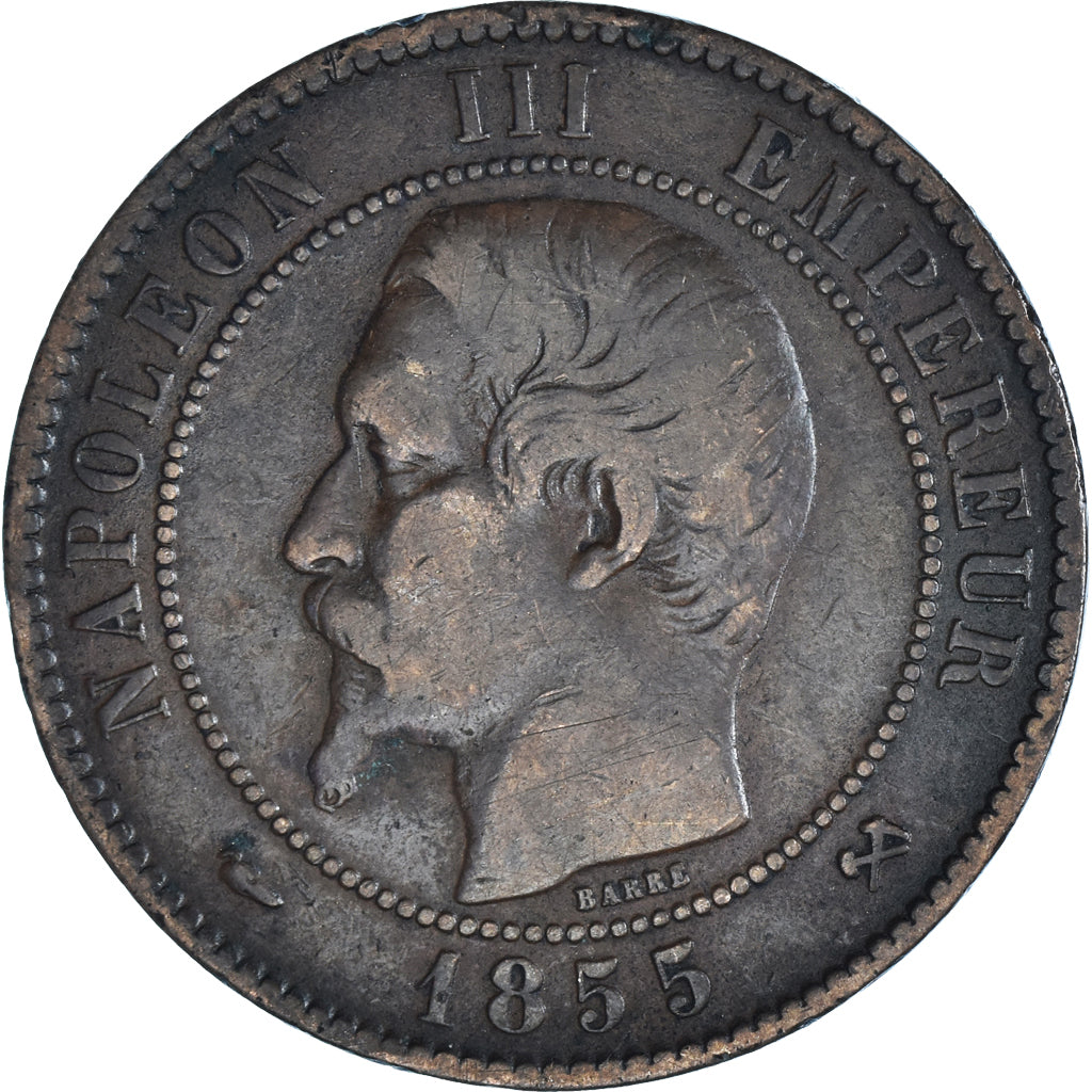 Monnaie, France, Napoleon III, Napoléon III, 10 Centimes, 1855, Rouen, chien