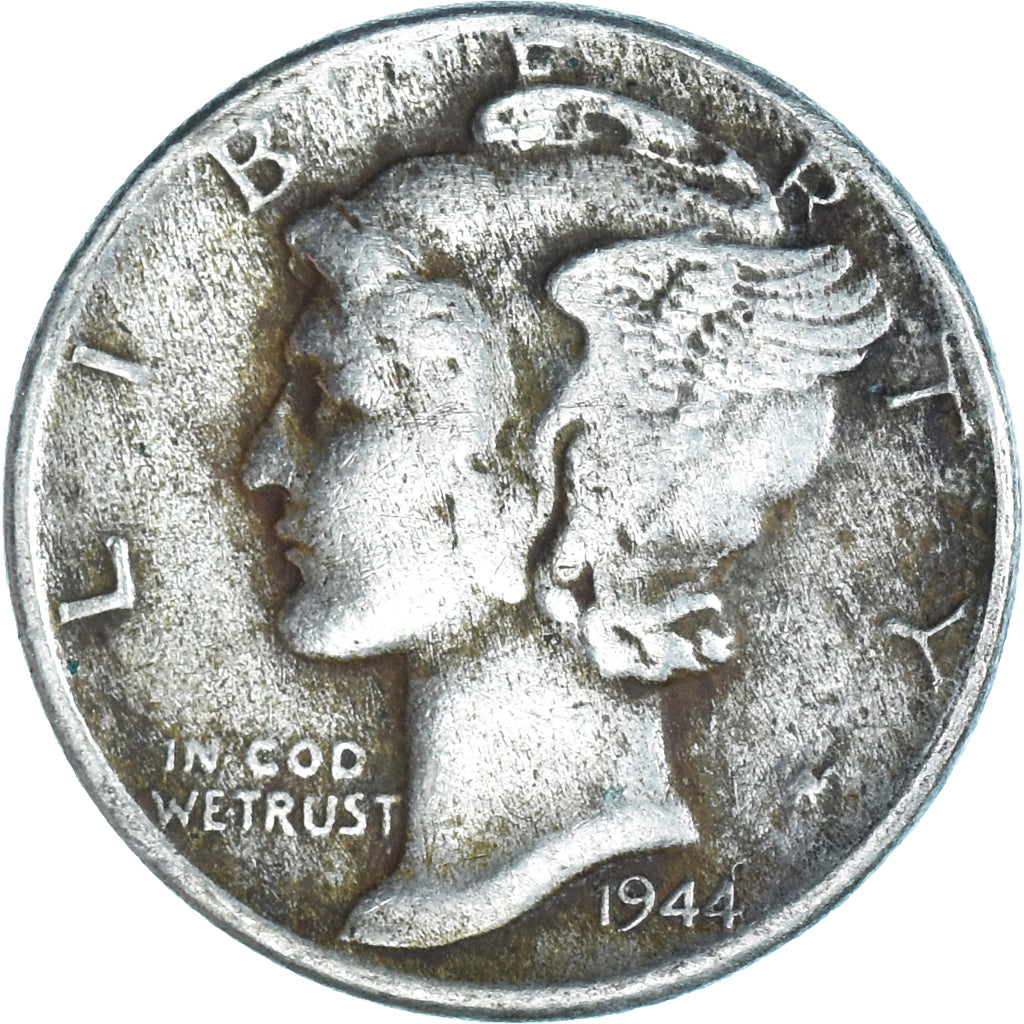 Moeda, Estados Unidos da América, Mercury Dime, Dime, 1944, U.S. Mint