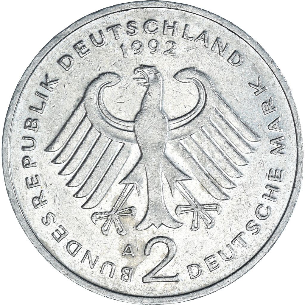 Munten, Federale Duitse Republiek, 2 Mark, 1992, Berlin, ZF, Copper-Nickel Clad