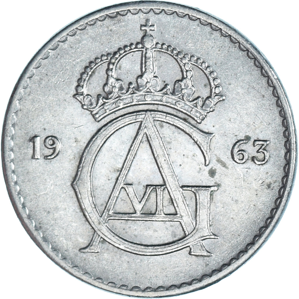 Szwecja, Gustaf VI, 25 Öre, 1963, Miedź-Nikiel, EF(40-45), KM:824