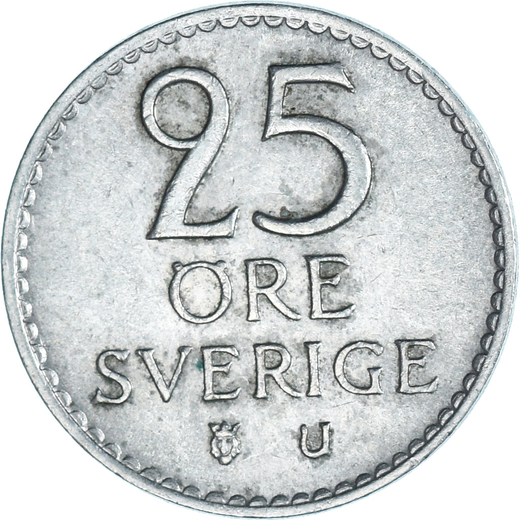 Szwecja, Gustaf VI, 25 Öre, 1963, Miedź-Nikiel, EF(40-45), KM:824