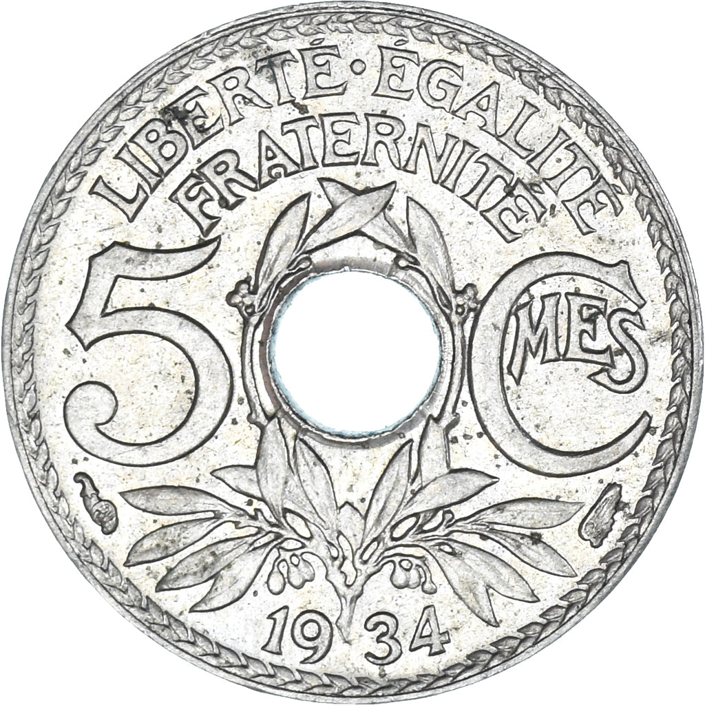 Moneta, Francia, Lindauer, 5 Centimes, 1934, Paris, BB, Rame-nichel, KM:875