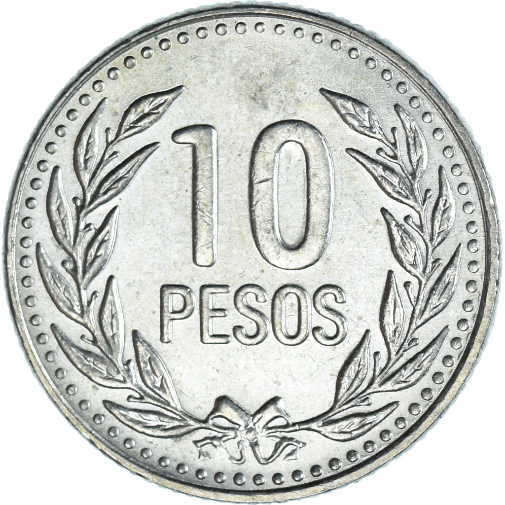 Moneta, Colombia, 10 Pesos, 1991, BB, Rame-nichel-zinco, KM:281.1