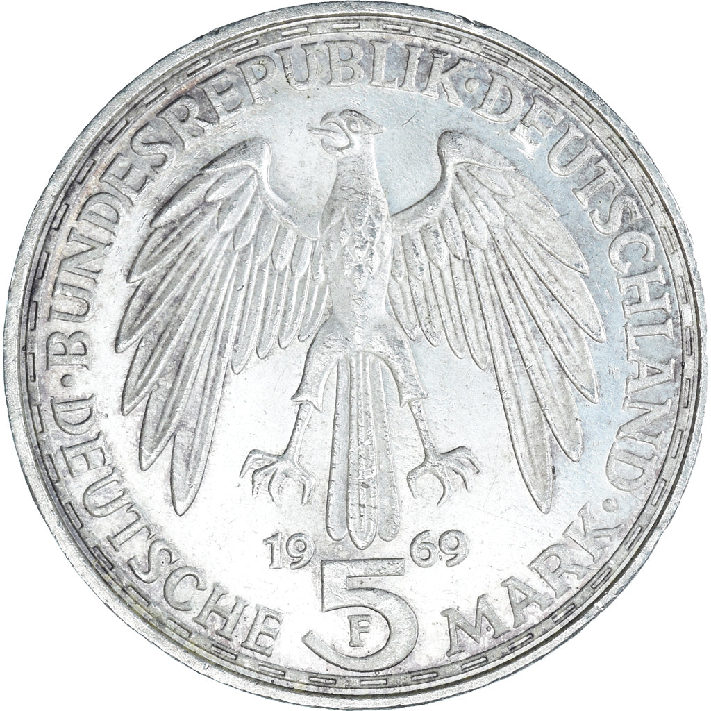 Coin, GERMANY - FEDERAL REPUBLIC, 5 Mark, 1969, Stuttgart, Germany, EF(40-45)