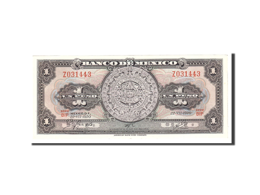 Billete, 1 Peso, 1970, México, KM:59l, 1970-07-22, EBC