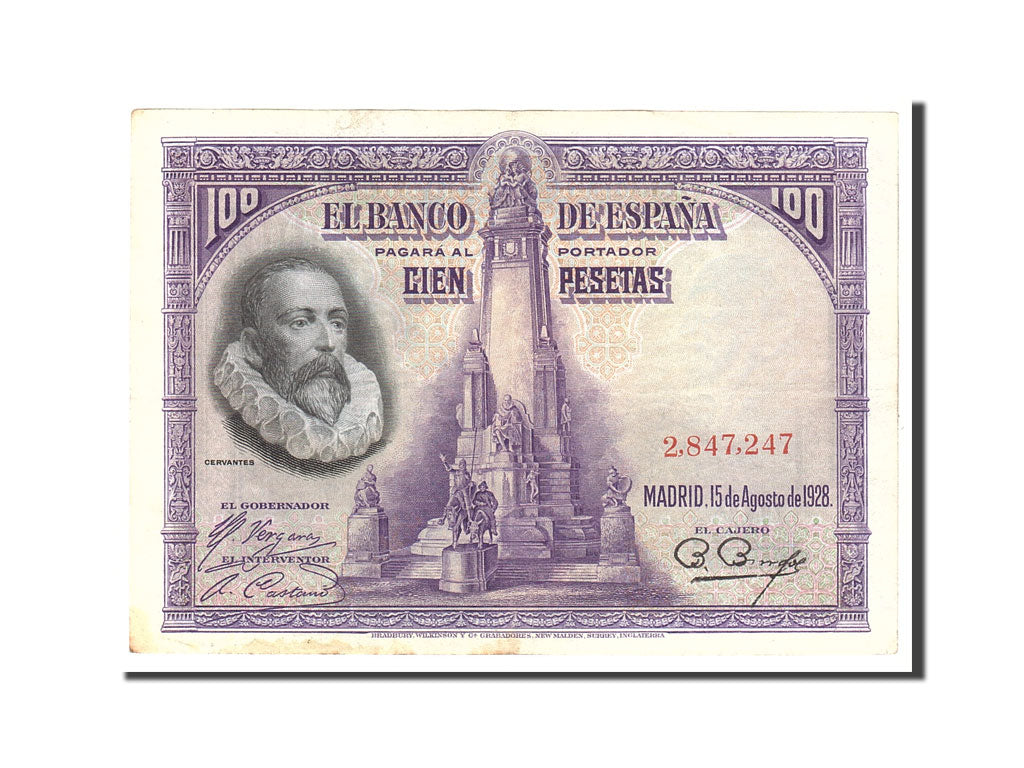 Banknote, Spain, 100 Pesetas, 1928, 1928-08-15, KM:76a, AU(50-53)