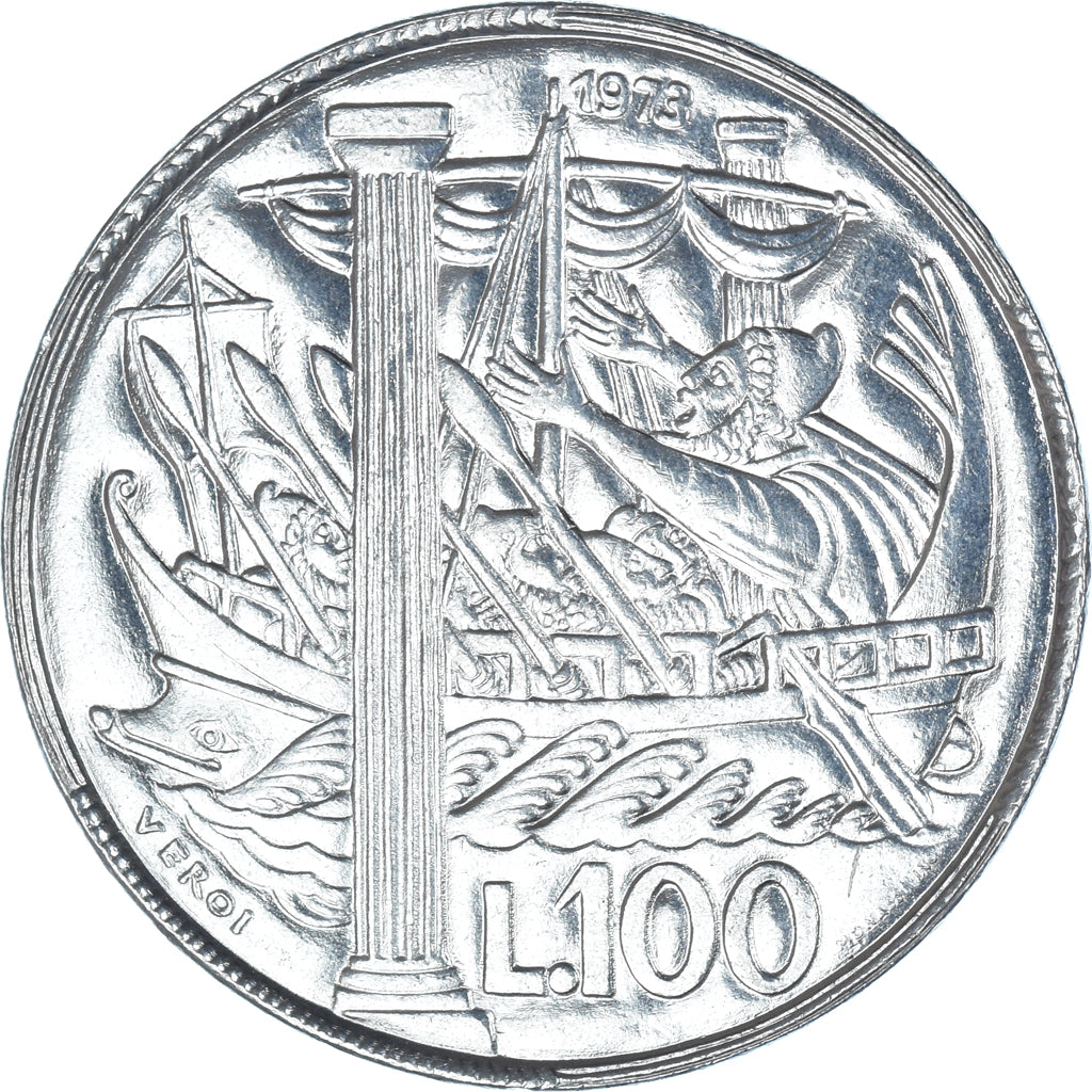 Moneta, San Marino, 100 Lire, 1973, Rome, FDC, Acciaio, KM:28