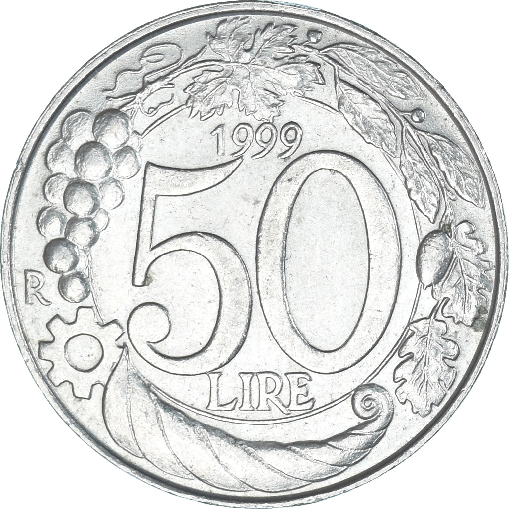 Moneta, Włochy, 50 Lire, 1999, Rome, EF(40-45), Miedź-Nikiel, KM:183