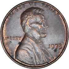 Moneta, Stati Uniti, Lincoln Cent, Cent, 1973, U.S. Mint, Denver, MB+, Ottone