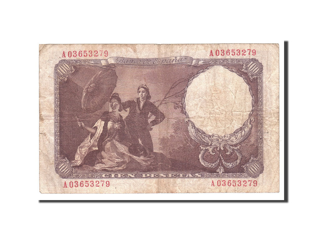 Banknote, Spain, 100 Pesetas, 1946, 1946-02-19, KM:131a, VF(20-25)