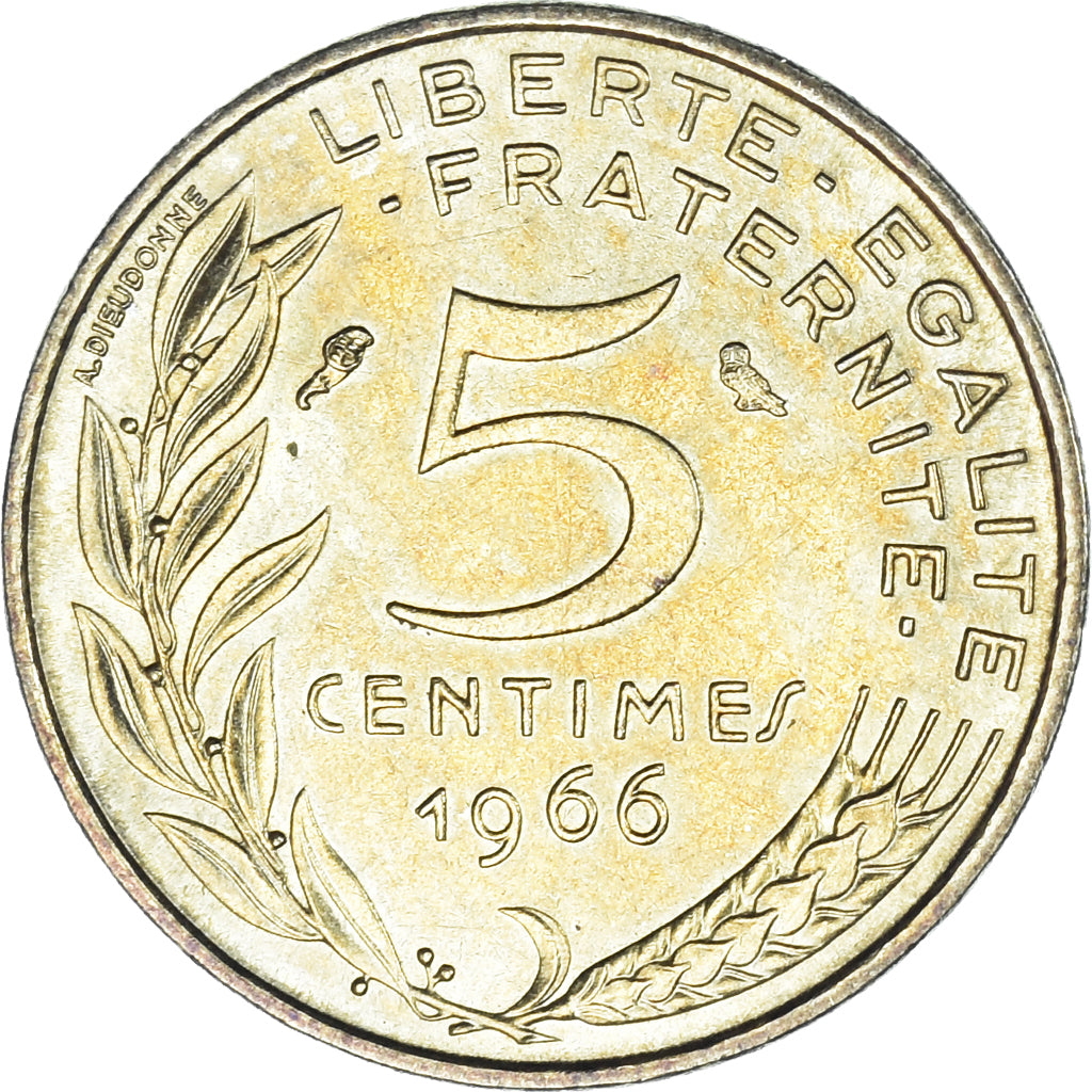 Münze, Frankreich, Marianne, 5 Centimes, 1966, Paris, UNZ, Aluminum-Bronze