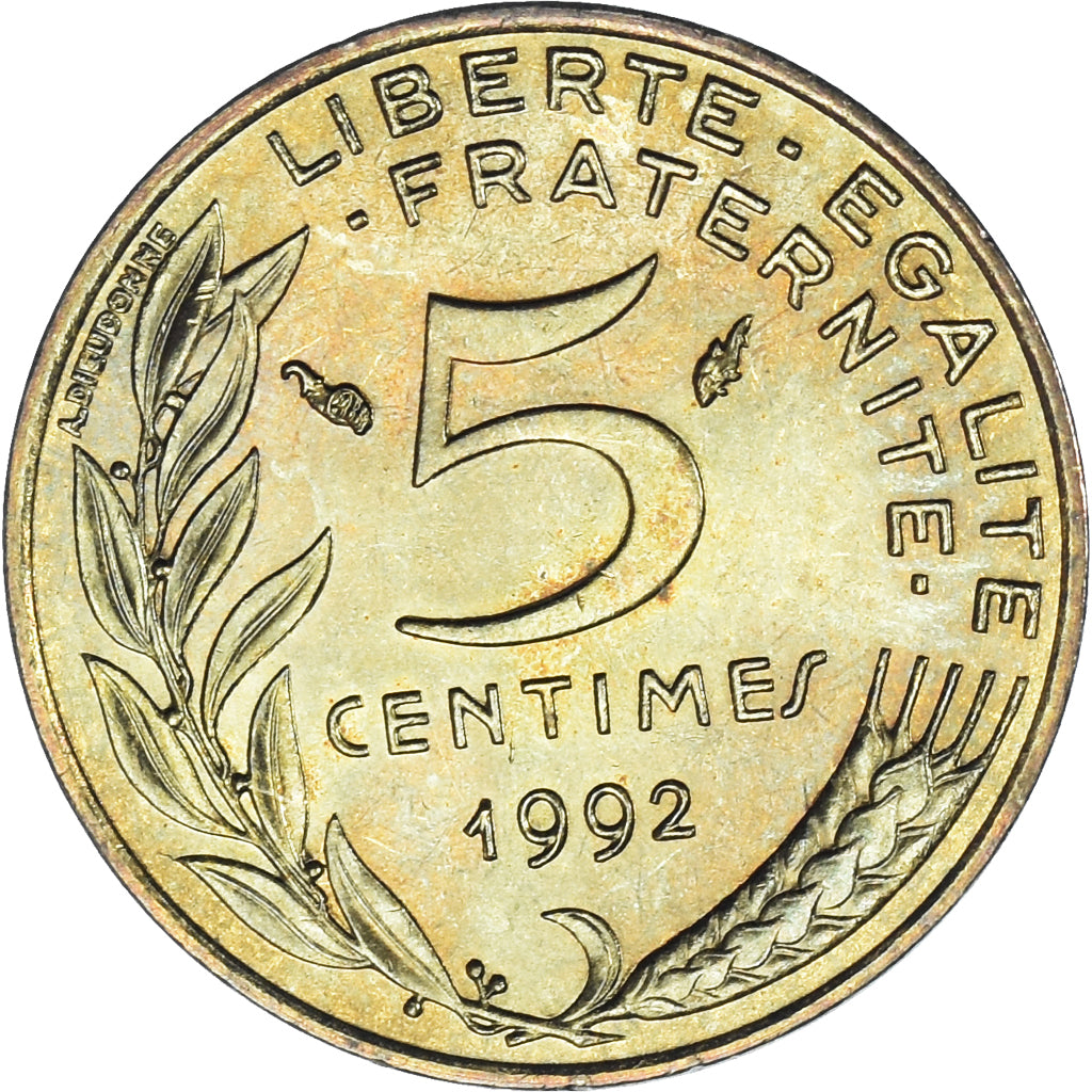 Münze, Frankreich, Marianne, 5 Centimes, 1992, Paris, UNZ, Aluminum-Bronze