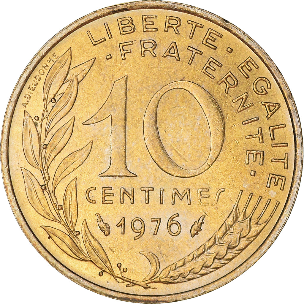 Moneta, Francia, Marianne, 10 Centimes, 1976, Paris, BB+, Alluminio-bronzo