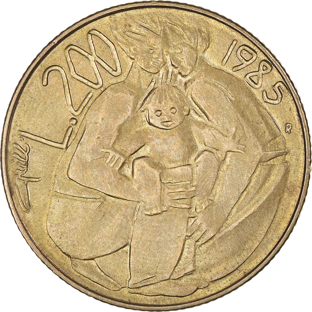 Coin, San Marino, 200 Lire, 1985, Rome, EF(40-45), Aluminum-Bronze, KM:180