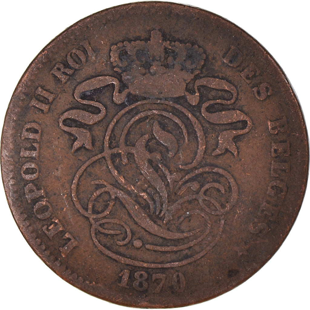 Moeda, Bélgica, Leopold II, 2 Centimes, 1870, VF(20-25), Cobre, KM:35.1