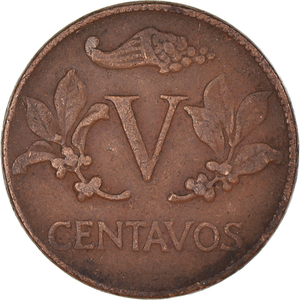 Moneda, Colombia, 5 Centavos, 1966, MBC, Bronce, KM:206