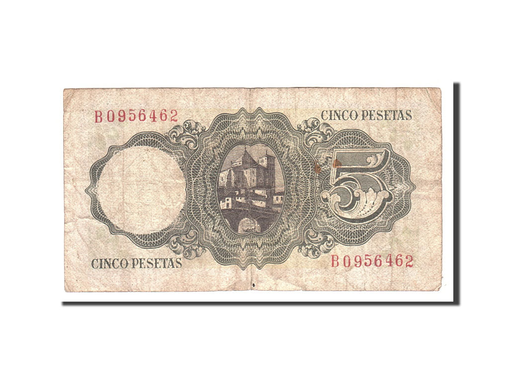 Banknote, Spain, 5 Pesetas, 1951, 1951-08-16, KM:140a, VF(20-25)