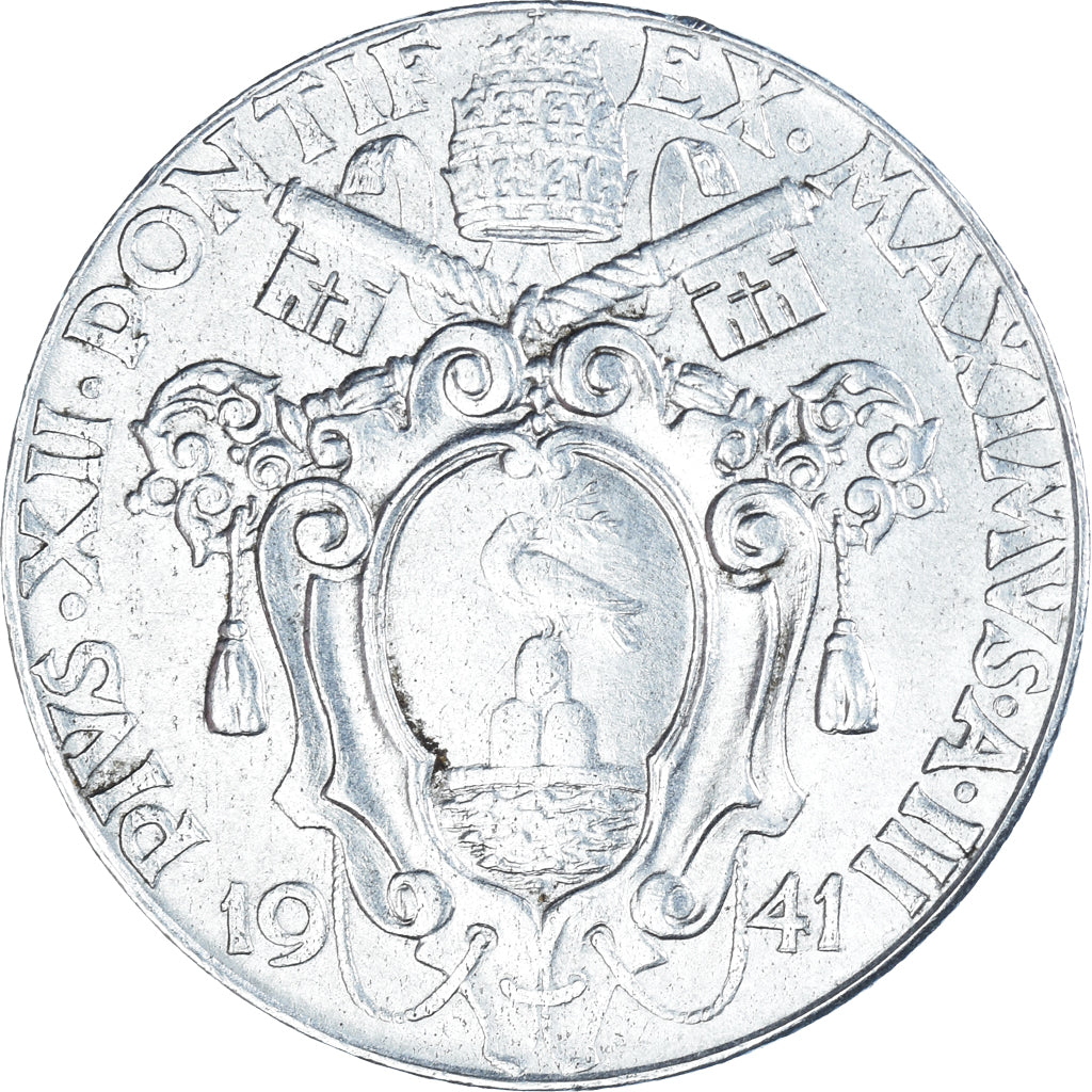 Moneta, PAŃSTWO WATYKAŃSKIE, Pius XII, 2 Lire, 1941, AU(50-53), Stal