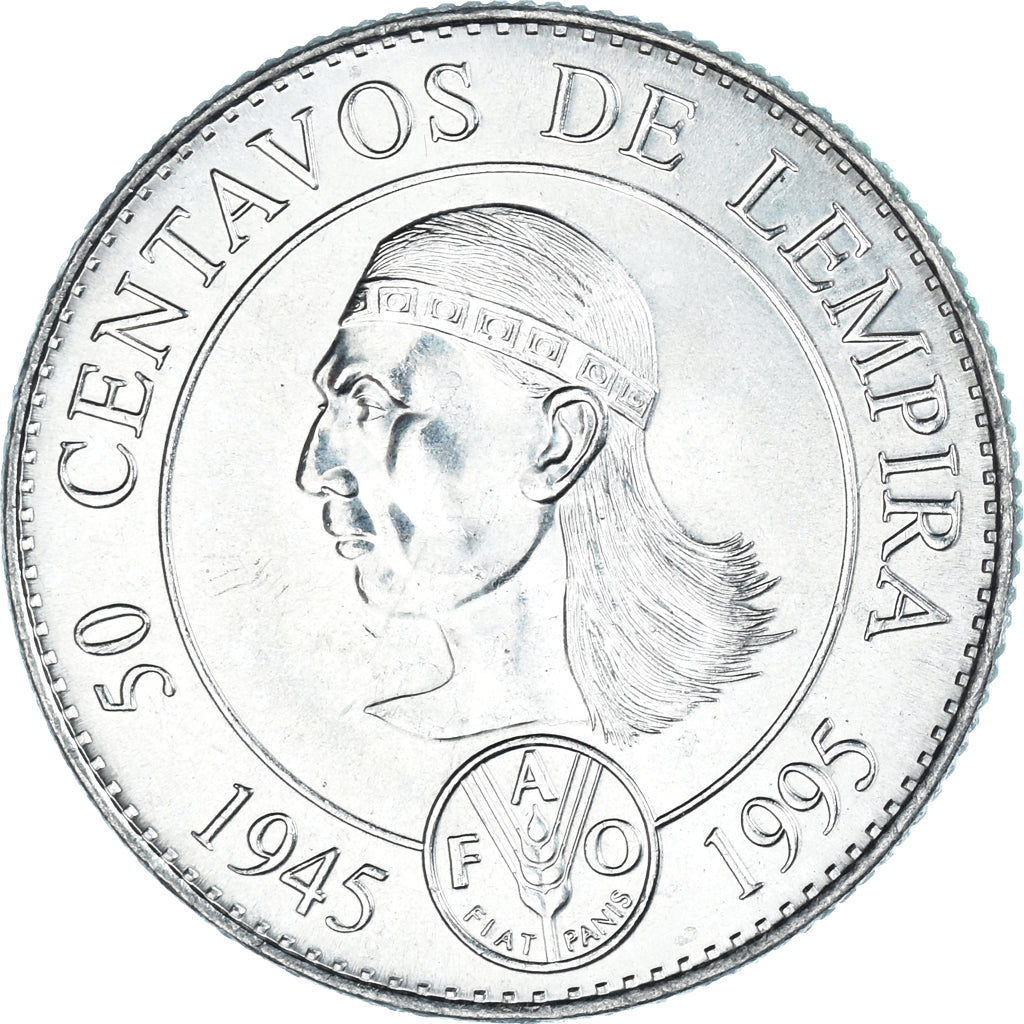 Moneda, Honduras, 50 Centavos, 1995, 50th Anniversary F.A.O., MBC, Níquel