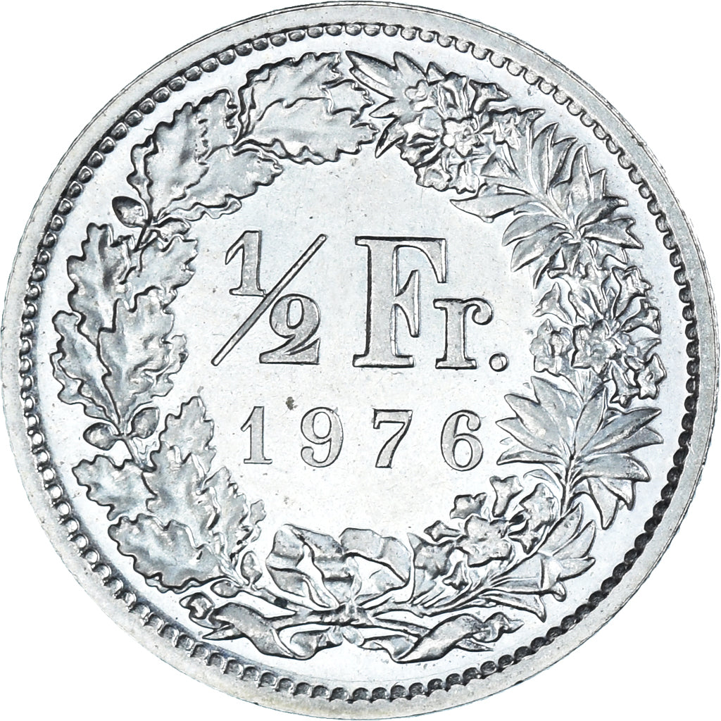 Munten, Zwitserland, 1/2 Franc, 1976, Bern, BE, UNC-, Cupro-nikkel, KM:23a.1
