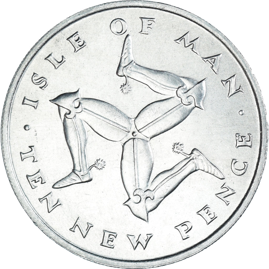 Coin, Isle of Man, Elizabeth II, 10 New Pence, 1971, MS(63), Copper-nickel