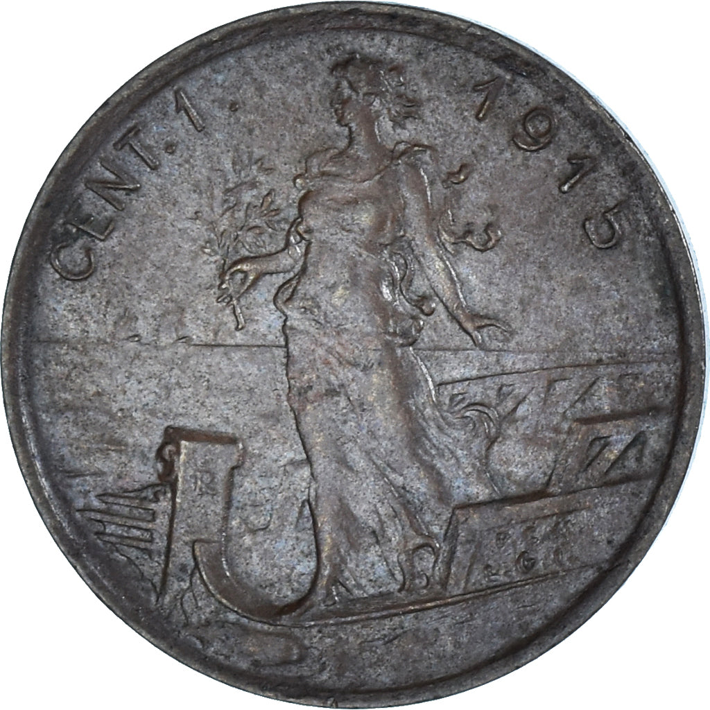Moeda, Itália, Centesimo, 1915, Rome, AU(50-53), Cobre, KM:40
