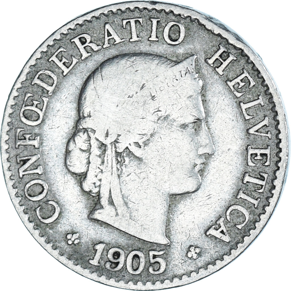 Moneta, Szwajcaria, 5 Rappen, 1905, Bern, VF(20-25), Miedź-Nikiel, KM:26