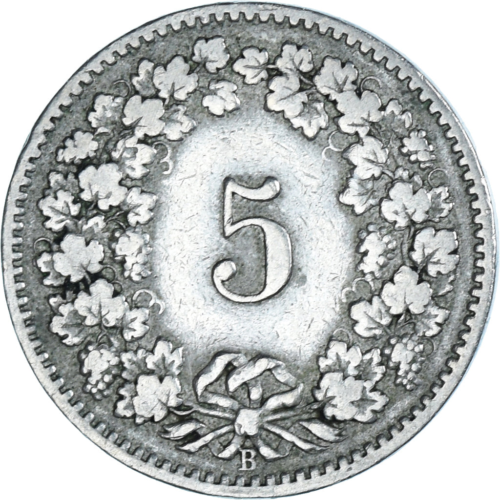 Moneta, Szwajcaria, 5 Rappen, 1905, Bern, VF(20-25), Miedź-Nikiel, KM:26