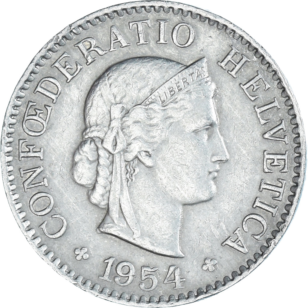 Coin, Switzerland, 5 Rappen, 1954, Bern, VF(30-35), Copper-nickel, KM:26